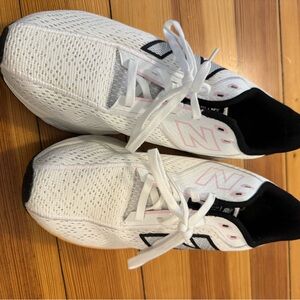 New Balance White Sneakers with Pink Highlights